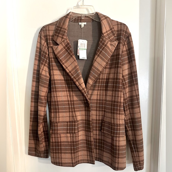 Self Esteem Jackets & Blazers - Self Esteem Plaid Notched Lapel Knit Jackets & Blazers